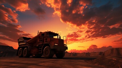 truck on sunset