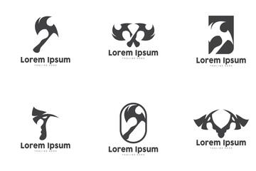 Axe Logo Design, Lumberjack Carpentry Wood Cutting Tool label, badge