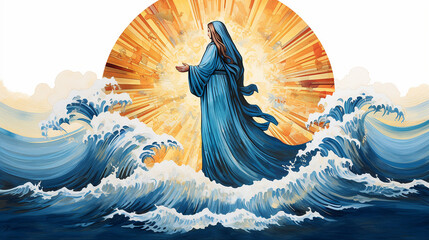 Nossa senhora aparecida sobre as águas, simbolo da fé cristã católica  - obrazy, fototapety, plakaty