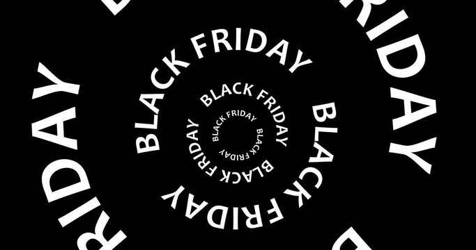 Black Friday Sale kinetic typography. Black friday tunnel spins text. Sale lettering