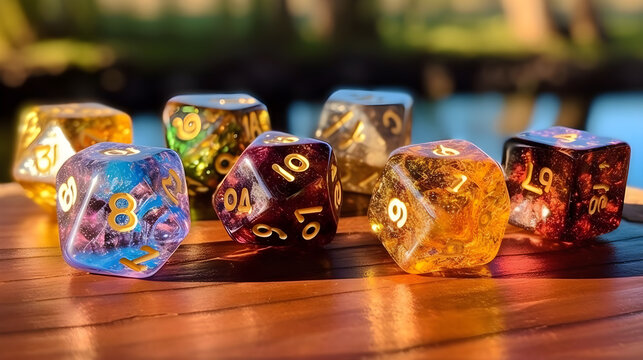 a set of polyhedral dice for dnd and other board fantasy games