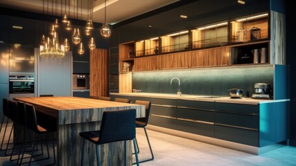 Modern kitchen with cabinets in a mix of light and dark colors