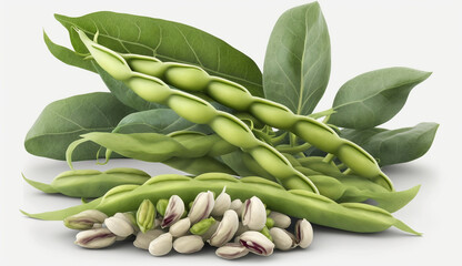 Fresh beans vegetable illustration white background image Ai generated art - Powered by Adobe