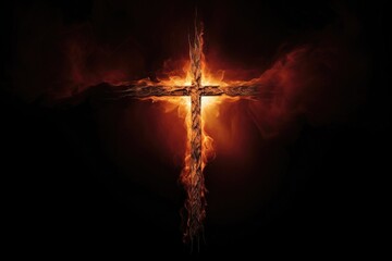 The burning cross evokes a sense of wonder and mystery, with its flickering flames representing the enduring light of faith that shines through even the darkest of times.