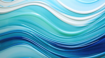Texture of fused glass with a ripple effect, resembling water with a smooth, undulating surface in shades of blue and green.