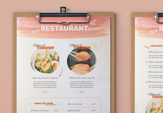 A4 Pages Japanese Food Menu Template
