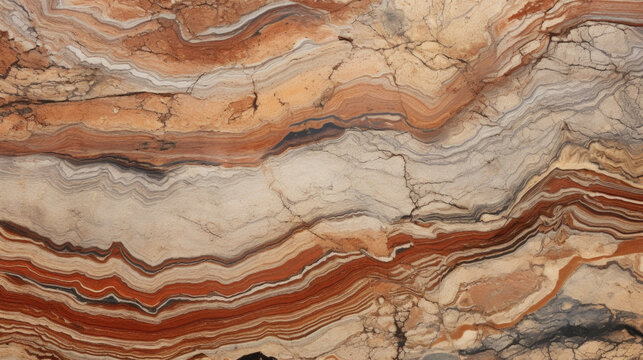 Texture of Rhyolite with an intricately layered and banded pattern, reminiscent of swirling marble.