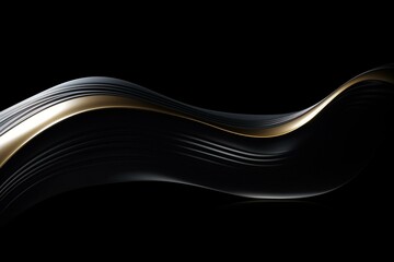 Curving metal tube with wave-like stripes on black background. Generative AI