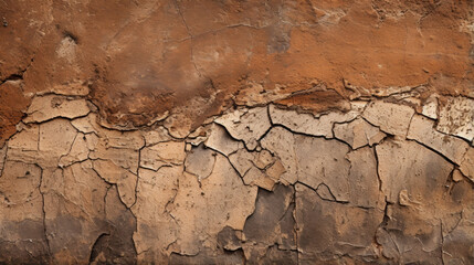 Closeup of torn rubber in various shades of brown and tan, with a cracked and weathered texture. The rubber appears to have been exposed to harsh conditions, with visible cracks and tears.