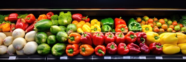 fruits and vegetables in the refrigerated shelf, generative AI