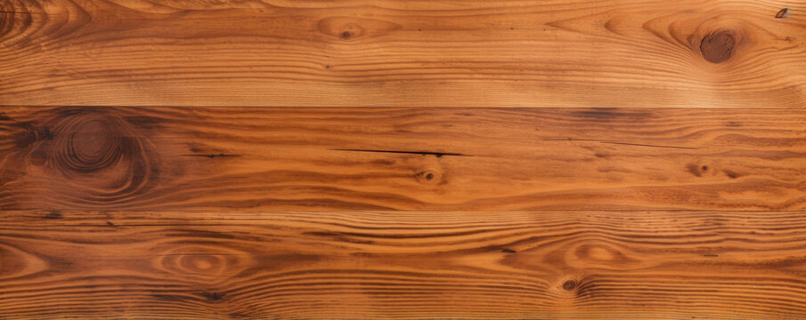 Closeup of a knotty alder wood that has been lightly stained with a warm honey tone, highlighting its natural imperfections.