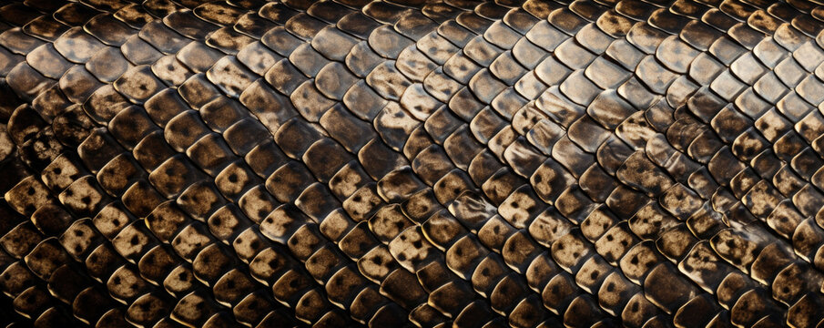 Closeup of Natural Python Skin Leather Warm and earthy, this python leather has a natural look with a mix of darker and lighter scales, displaying a unique and organic pattern.