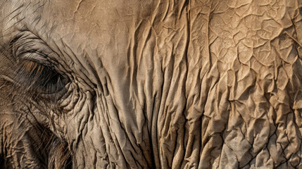 Fototapeta premium Texture of a elephants coat is rough and bristly, with thick and co hairs that help keep the animal cool in hot climates.