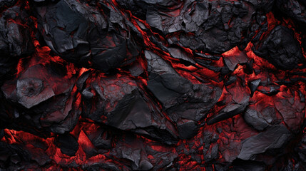 Texture of Lava Rock with Obsidian Volcanic Texture This rock has a dark, glossy surface with a smooth texture, similar to polished black glass. - obrazy, fototapety, plakaty