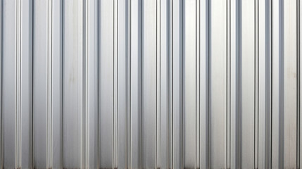 Obraz premium Closeup of corrugated metal siding with a brushed silver finish, creating a reflective and shiny surface. The ridges are less pronounced, giving the material a softer and warmer feel.