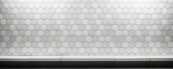 Texture of Subway Tiles in a Metro Station, featuring a hexagonal mosaic design in shades of grey and white, adding a contemporary and dynamic touch to the space.