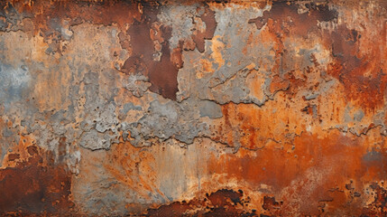 Obraz premium Closeup of rusted metal A detailed view of steel that has been rusted over time, with a mixture of red, brown, and orange hues creating a textured and weathered appearance.