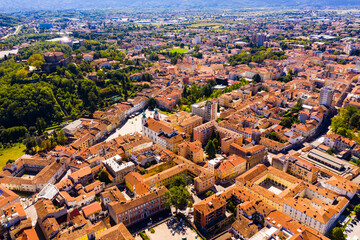 Fototapeta premium Panoramic view from drone on the city center Gorizia. Italy