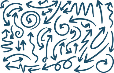 Various direction arrows hand drawn set