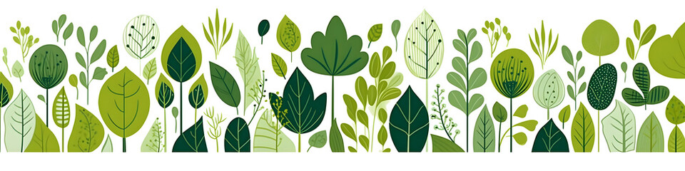green leaves, drawing isolated on a transparent background