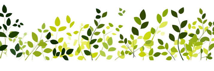 green leaves, drawing isolated on a transparent background