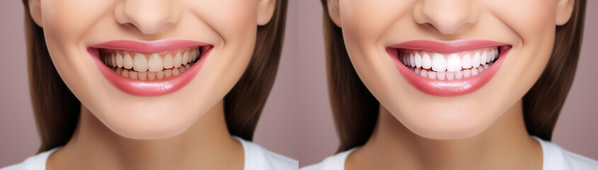 Before-and-after collage: professional teeth whitening