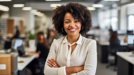 Successful Black Woman with a Captivating Smile Looking at the Camera, Leadership Concept - Powered by Adobe