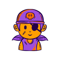 Pirate Halloween Hand drawn Vector Illustration