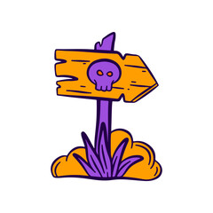 Signboard Halloween Hand drawn Vector Illustration