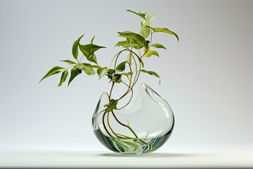isolated foliage in transparent vase. Generative AI