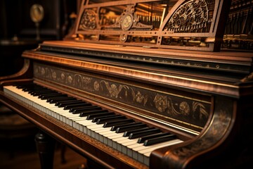 Fototapeta na wymiar antique piano keys. Generative AI