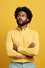 Obraz premium Image of confident afro african male model with a smile, cool attitude or mindset and alpha channel for fashion style advertising.