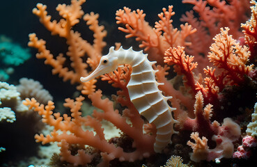 coral reef with seahorse