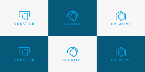 set of elements creative letter c logo icon vector