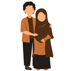 Pregnant Muslim Couple Vector Illustration 