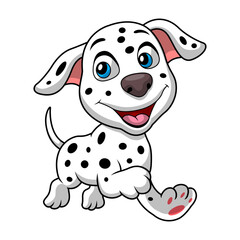 Cute dalmatian dog cartoon on white background