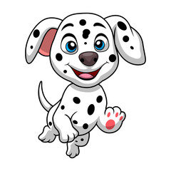 Cute dalmatian dog cartoon on white background
