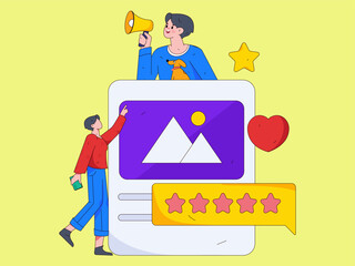 Virtual characters social communication concept business flat vector hand drawn illustration
