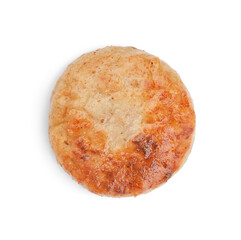 Delicious fried vegan cutlet isolated on white, top view