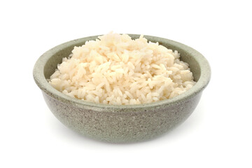 Delicious rice in bowl isolated on white