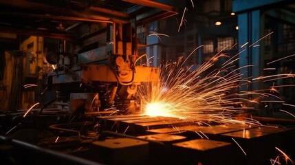 Welding production industrial equipment on industrial background