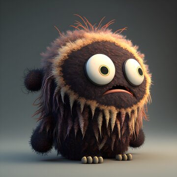 3D Blender Cottage Core Fuzzy Cute Baby Monster Scary Dark Emo High Resolution 3D Characters Animation 