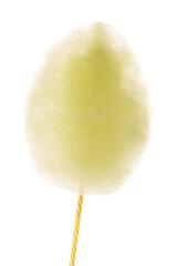 One sweet yellow cotton candy isolated on white - obrazy, fototapety, plakaty