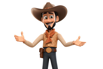 3D Cowboy Cartoon Character: Wild West Digital Illustration Generative AI  