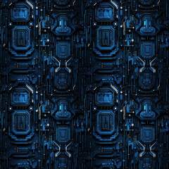 Fototapeta premium Blue Futuristic Circuit Board. Seamless Repeatable Background.