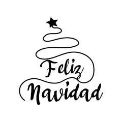 Text FELIZ NAVIDAD (Spanish for Merry Christmas) on white background