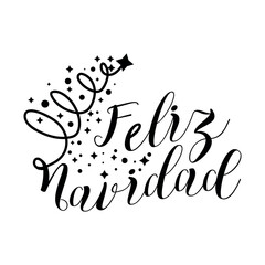 Text FELIZ NAVIDAD (Spanish for Merry Christmas) on white background