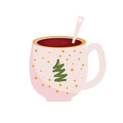 Mug of tasty hot chocolate on white background