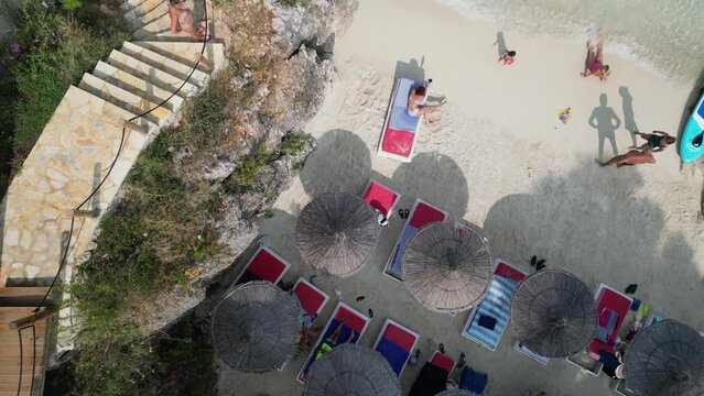 Ksamil, Albania, Sunday 12 August 2023 exploring amazing blue lagoon with crystal waters view aerial drone footage&rsquo;s summer traveling wonderful places to be high quality instant clips