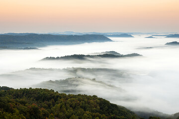 Mountains and Fog in Morning